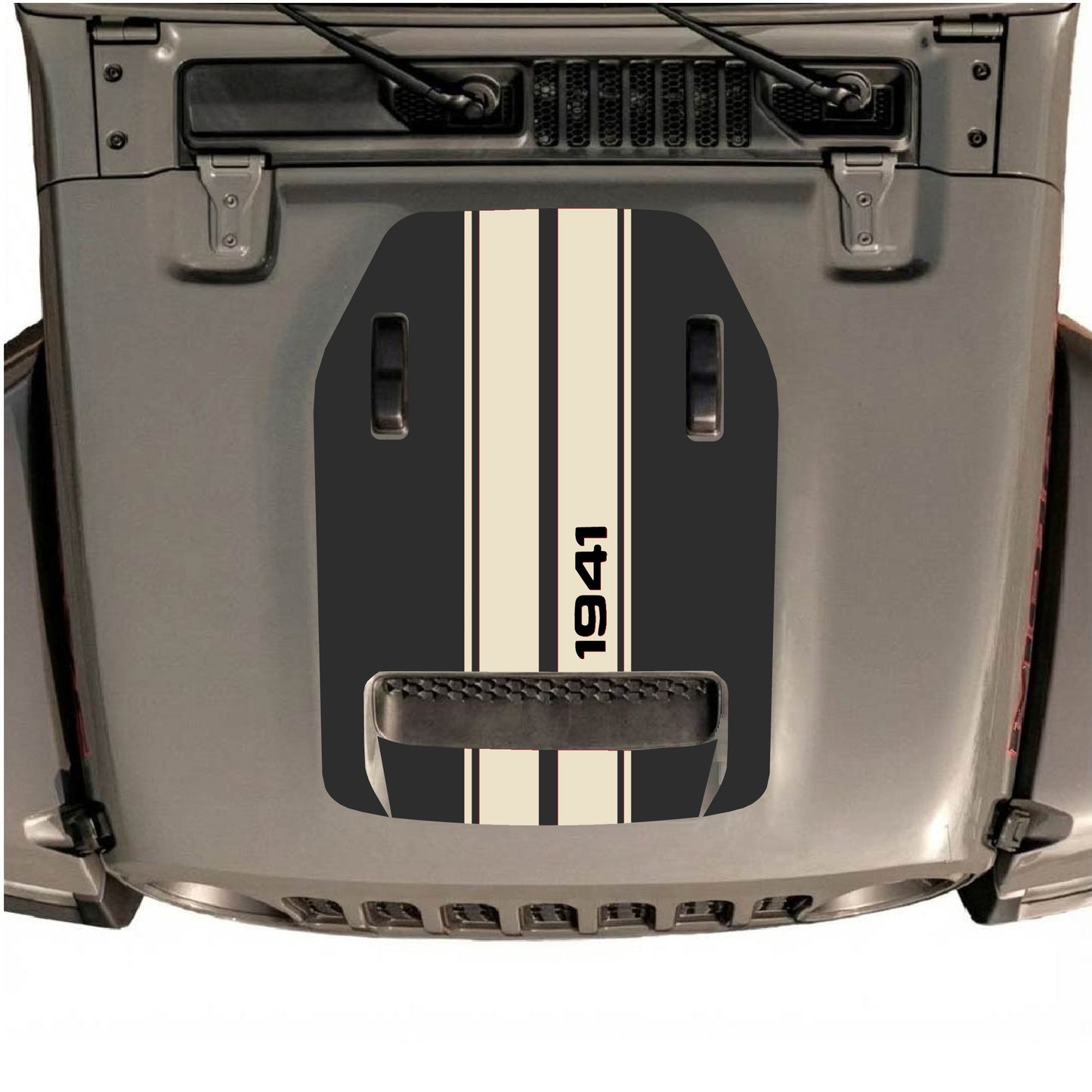 Hood Panel Decal/Sticker - 1941 Stripes Graphic Decal Graphic Kit - For Jeep JL JLU 392 2018 - Premium Vinyl