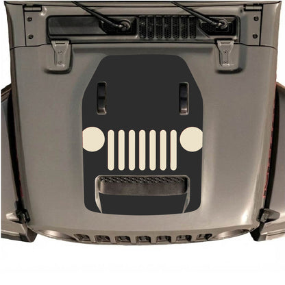 Hood Panel Decal/Sticker - Full Center Grill Graphic Decal Graphic Kit - For Jeep JL JLU 392 2018 - Premium Vinyl