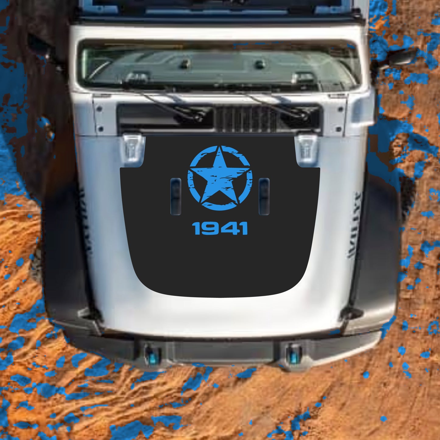 Hood Panel Decal/Sticker - Top Star 1941 Graphic Decal Graphic Kit - For Jeep JL JLU Sahara 2018-2025 - Premium Vinyl