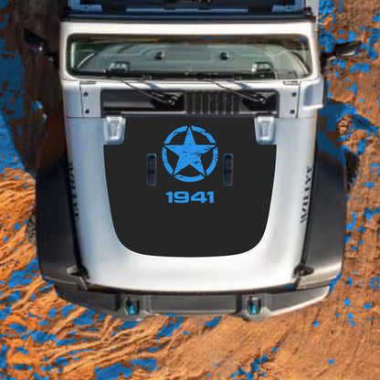 Hood Panel Decal/Sticker - Top Star 1941 Graphic Decal Graphic Kit - For Jeep JL JLU Sahara 2018-2025 - Premium Vinyl