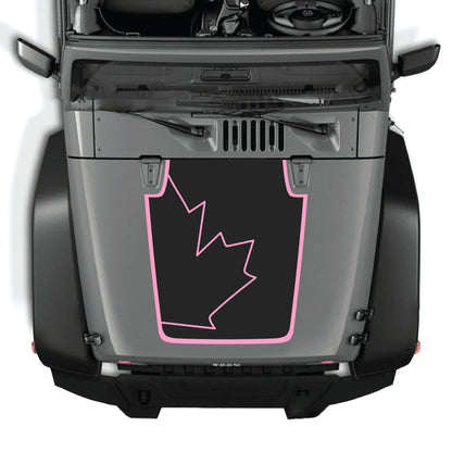 Canada full leaf hood decal with border for Jeep Wrangler JK JKU 2007-2018, made of premium vinyl by CarCode.