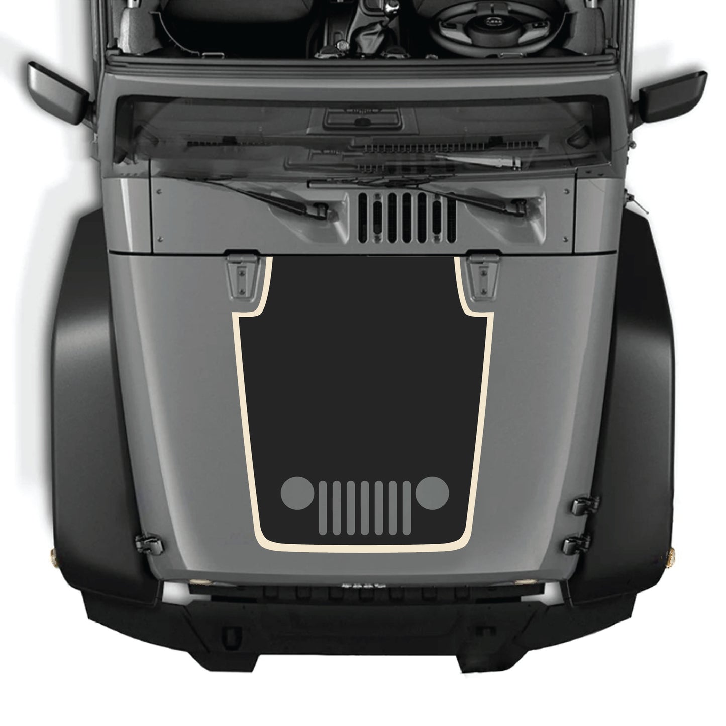 Kit de calcomanía gráfica para capó CarCode Jeep Wrangler JK JKU con diseño de parrilla, hecho de vinilo premium para modelos 2007-2018.
