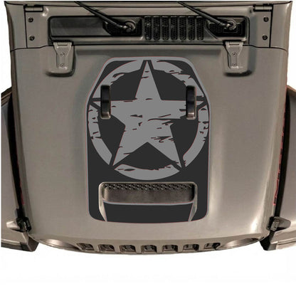 Hood Panel Decal/Sticker - Full Star with Border Graphic Decal Graphic Kit - For Jeep JL JLU 392 2018 - Premium Vinyl