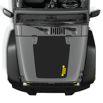 Right side Jeep Wrangler JK JKU hood decal graphic kit by CarCode, featuring bold vinyl decal design on vehicle's hood panel.
