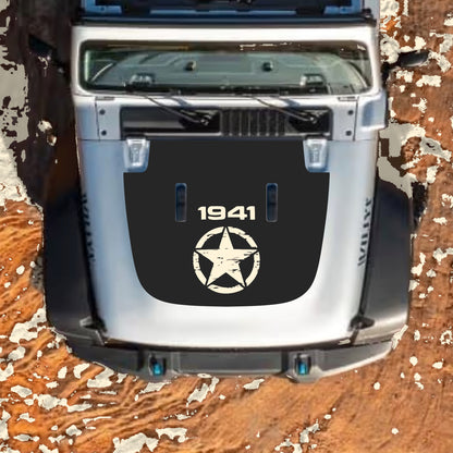 Hood Panel Decal/Sticker - Full Star 1941 Graphic Decal Graphic Kit - For Jeep JL JLU Sahara 2018-2025 - Premium Vinyl