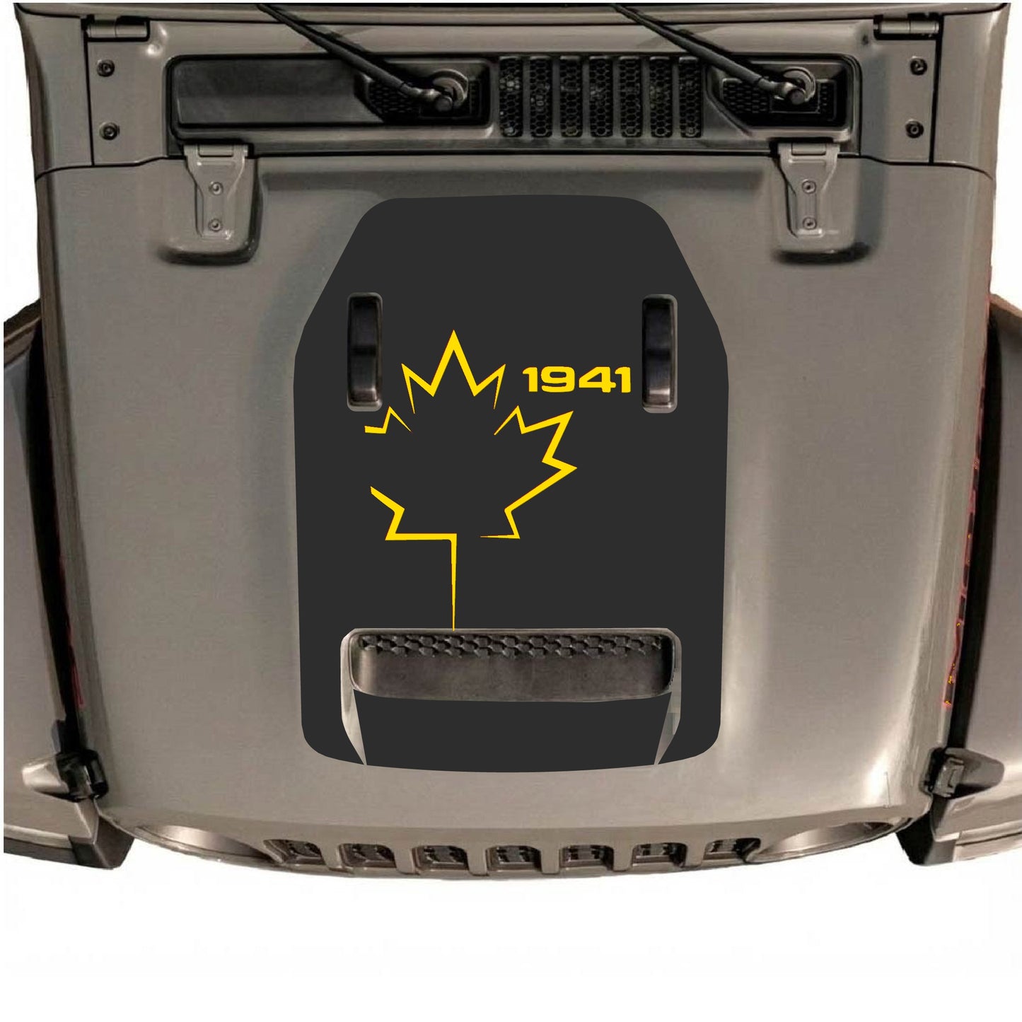 Hood Panel Decal/Sticker - 1941 Canada Leaf Graphic Decal Graphic Kit - For Jeep JL JLU 392 2018 - Premium Vinyl