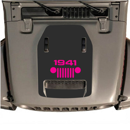 Hood Panel Decal/Sticker - 1941 Center Grill Graphic Decal Graphic Kit - For Jeep JL JLU 392 2018 - Premium Vinyl