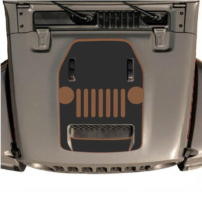 Hood Panel Decal/Sticker - Full Center Grill with Border Graphic Decal Graphic Kit - For Jeep JL JLU 392 2018 - Premium Vinyl
