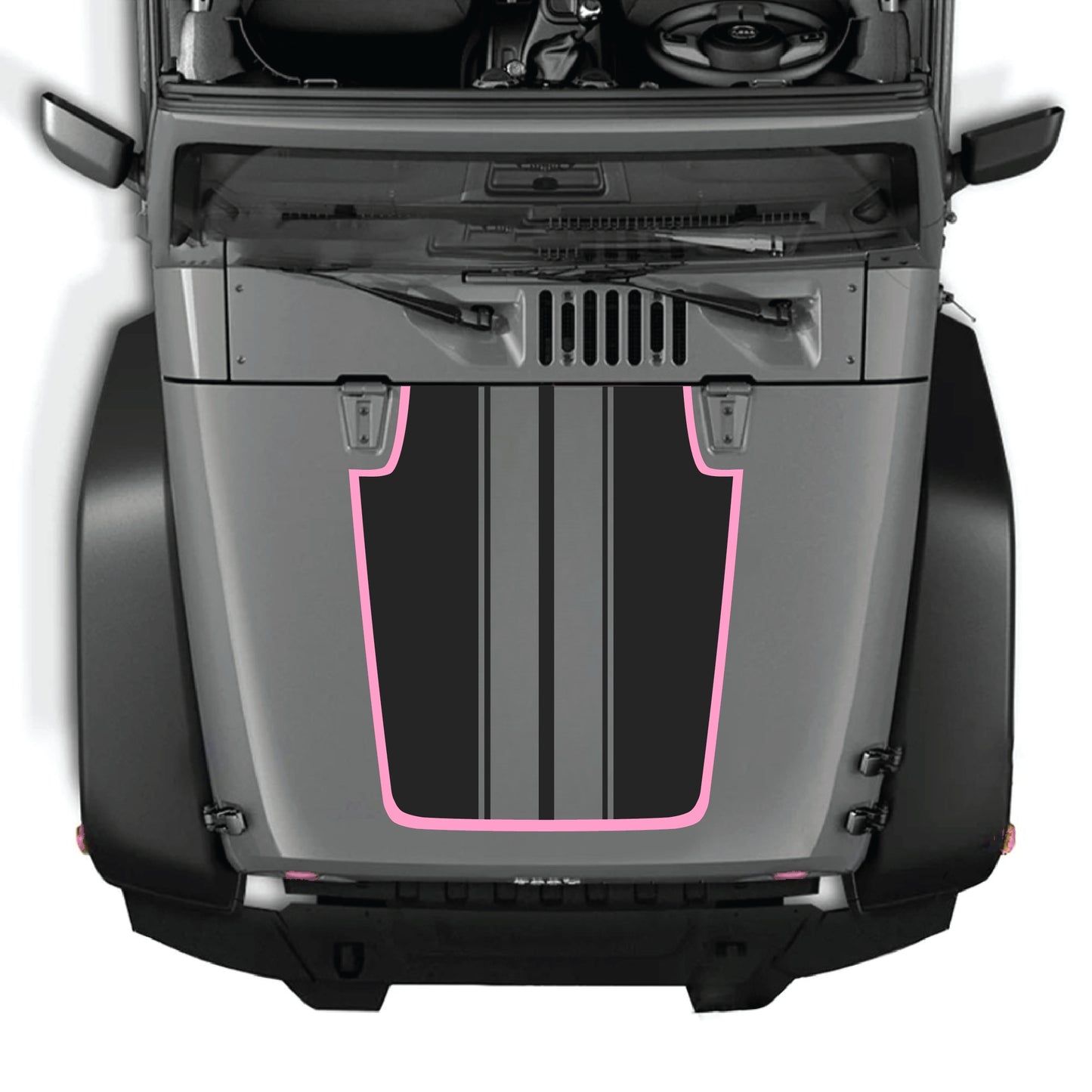 alt
Calcomanía para capó Jeep Wrangler JK JKU con franja negra, kit gráfico de CarCode, hecha de vinilo premium, aplicada en el capó.