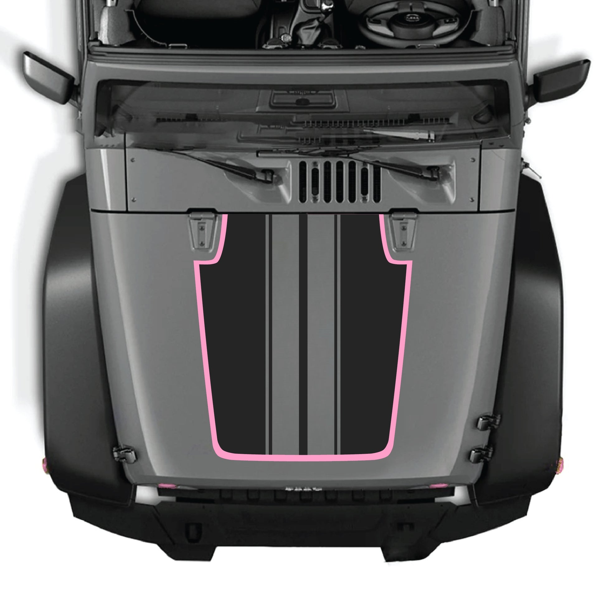 alt
Calcomanía para capó Jeep Wrangler JK JKU con franja negra, kit gráfico de CarCode, hecha de vinilo premium, aplicada en el capó.