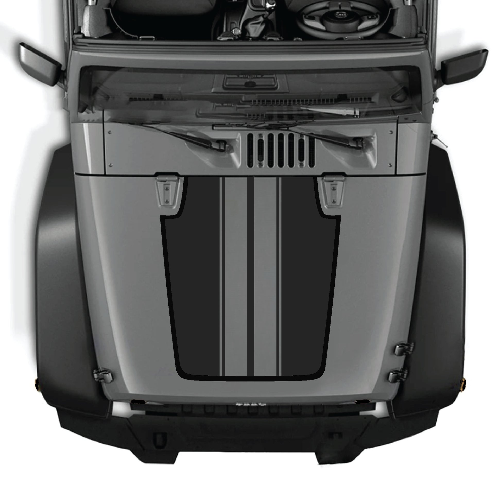 Calcomanía para capó Jeep Wrangler JK JKU con franja negra, kit gráfico de vinilo premium CarCode para modelos 2007-2018.