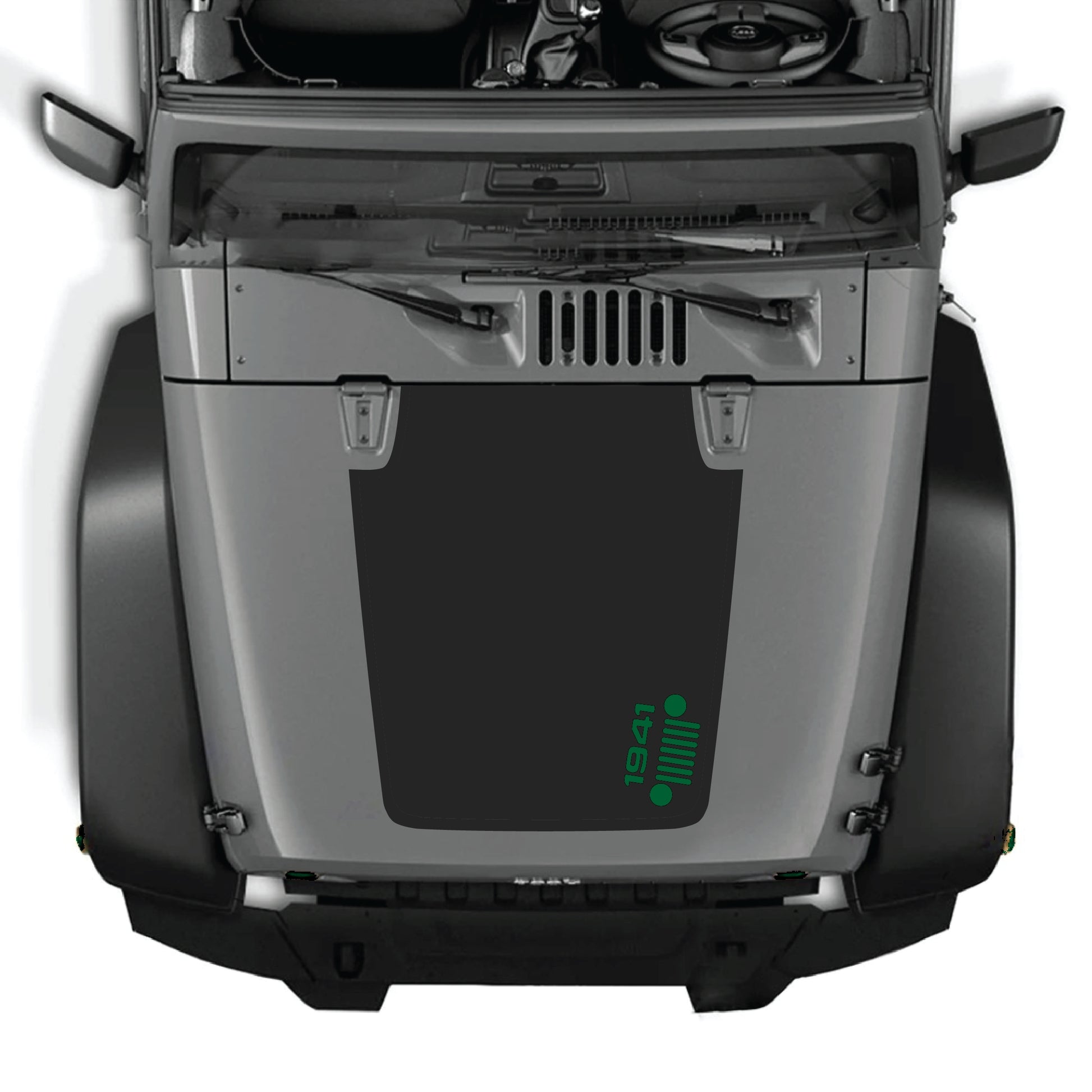 Right side hood decal with 1941 grill graphic kit for Jeep Wrangler JK JKU 2007-2018, made of premium vinyl.