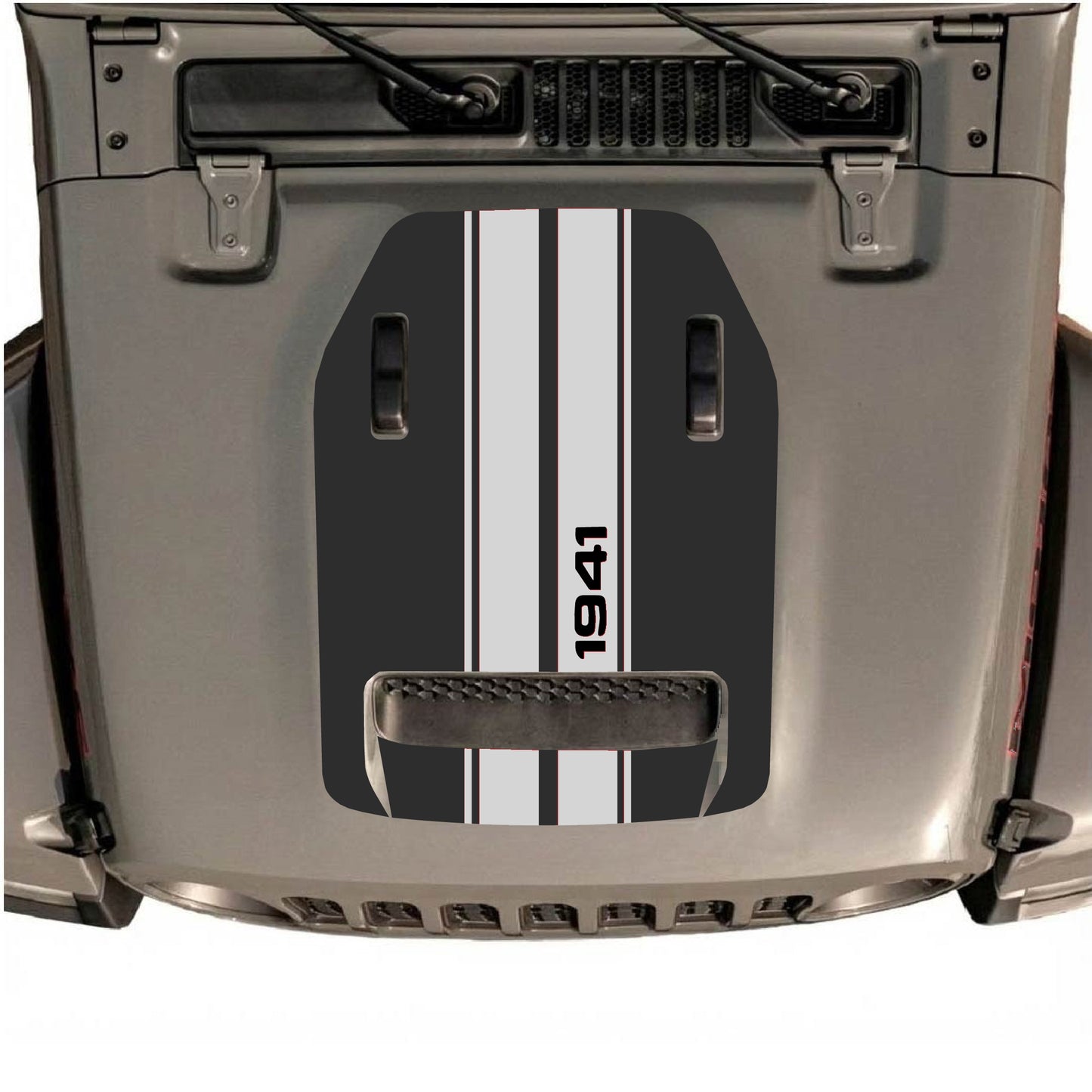 Hood Panel Decal/Sticker - 1941 Stripes Graphic Decal Graphic Kit - For Jeep JL JLU 392 2018 - Premium Vinyl