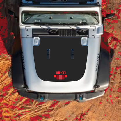 Hood Panel Decal/Sticker - 1941 Grill Graphic Decal Graphic Kit - For Jeep JL JLU Sahara 2018-2025 - Premium Vinyl