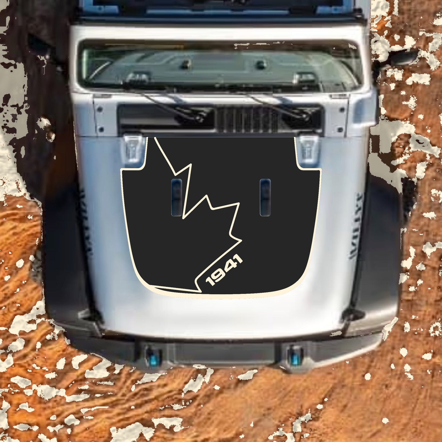 Hood Panel Decal/Sticker - Canada Full Leaf 1941 with Border Graphic Decal Graphic Kit - For Jeep JL JLU Sahara 2018-2025 - Premium Vinyl