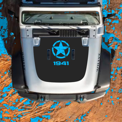 Hood Panel Decal/Sticker - Top Star 1941 Graphic Decal Graphic Kit - For Jeep JL JLU Sahara 2018-2025 - Premium Vinyl