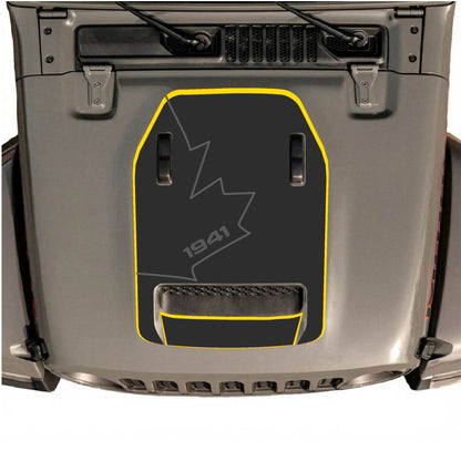 Hood Panel Decal/Sticker - 1941 Canada Full Leaf with Border Graphic Decal Graphic Kit - For Jeep JL JLU 392 2018 - Premium Vinyl