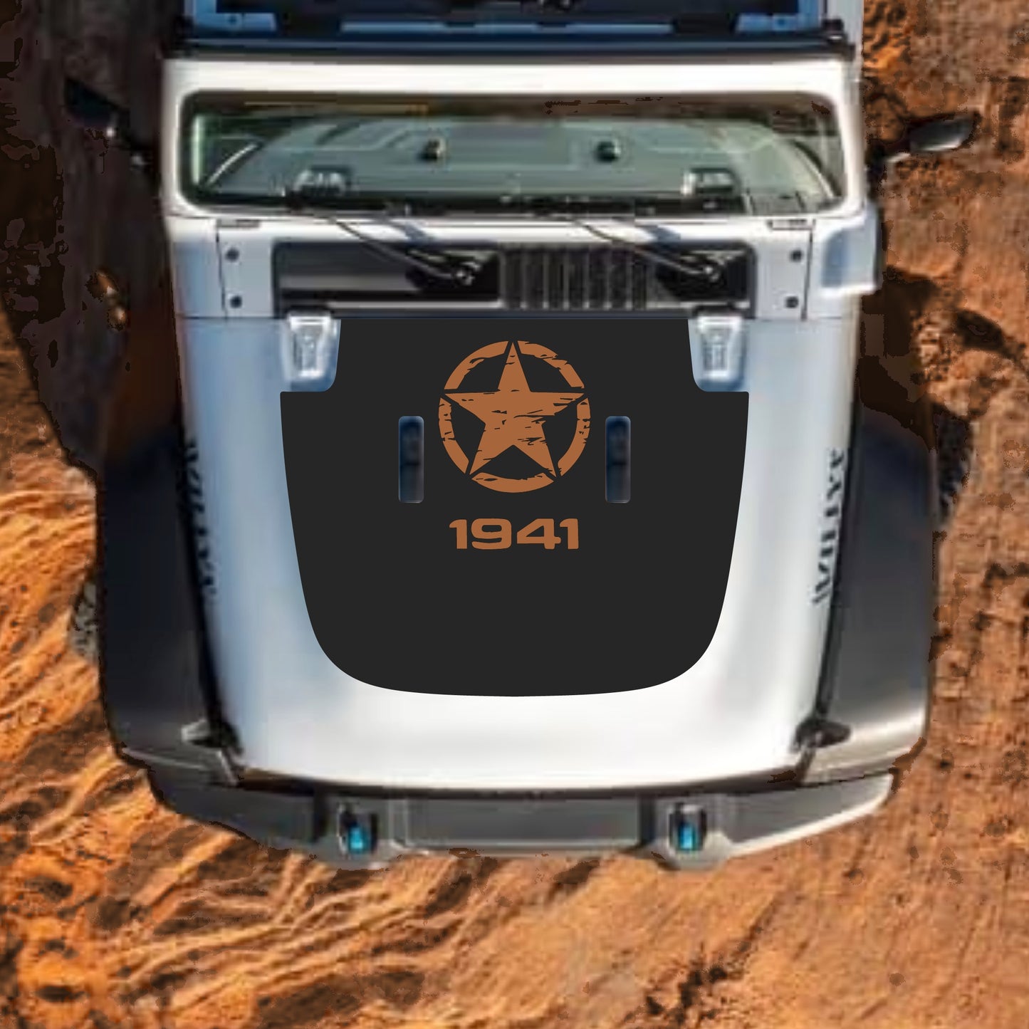 Hood Panel Decal/Sticker - Top Star 1941 Graphic Decal Graphic Kit - For Jeep JL JLU Sahara 2018-2025 - Premium Vinyl