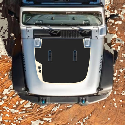 Hood Panel Decal/Sticker - Left Side 1941 with Border Graphic Decal Graphic Kit - For Jeep JL JLU Sahara 2018-2025 - Premium Vinyl
