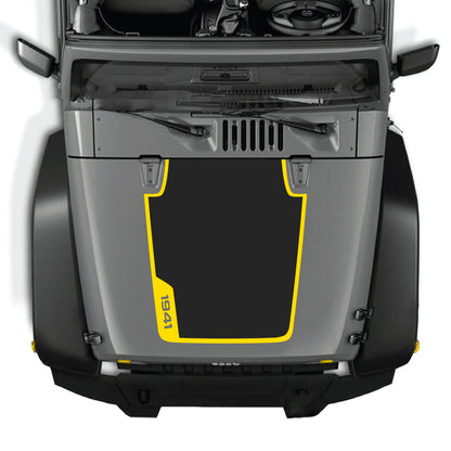 Calcomanía para capó del lado izquierdo con kit gráfico de borde 1941 para Jeep Wrangler JK JKU 2007-2018, hecha de vinilo premium por CarCode.