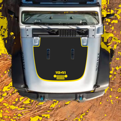 Hood Panel Decal/Sticker - 1941 Grill with Border Graphic Decal Graphic Kit - For Jeep JL JLU Sahara 2018-2025 - Premium Vinyl