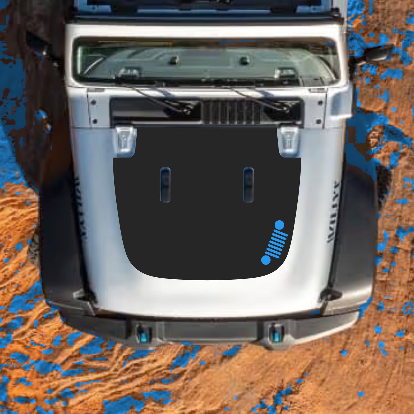 Hood Panel Decal/Sticker - Right Side Grill Graphic Decal Graphic Kit - For Jeep JL JLU Sahara 2018-2025 - Premium Vinyl