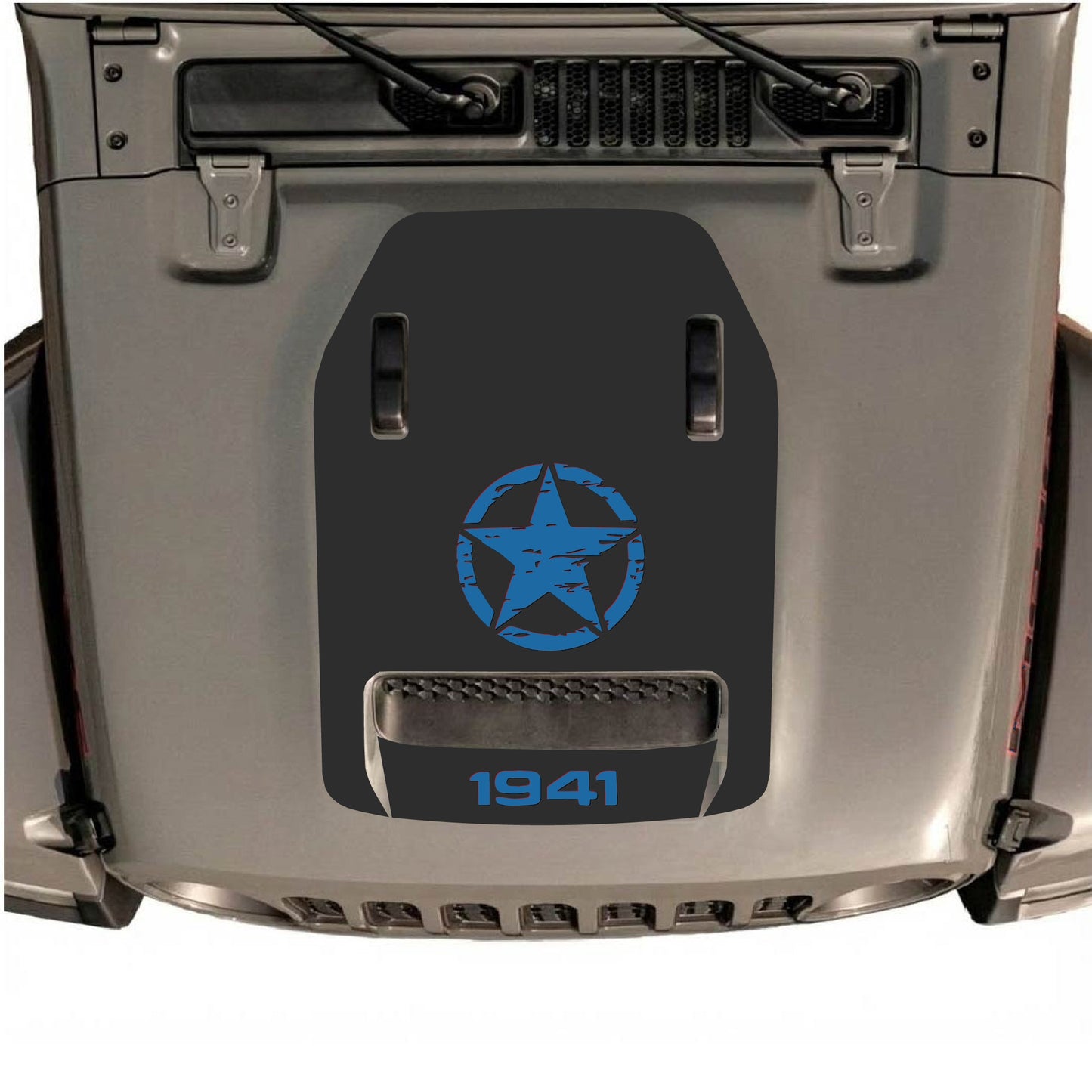 Hood Panel Decal/Sticker - 1941 Center Star Graphic Decal Graphic Kit - For Jeep JL JLU 392 2018 - Premium Vinyl