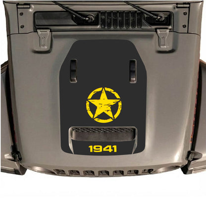 Hood Panel Decal/Sticker - 1941 Center Star Graphic Decal Graphic Kit - For Jeep JL JLU 392 2018 - Premium Vinyl