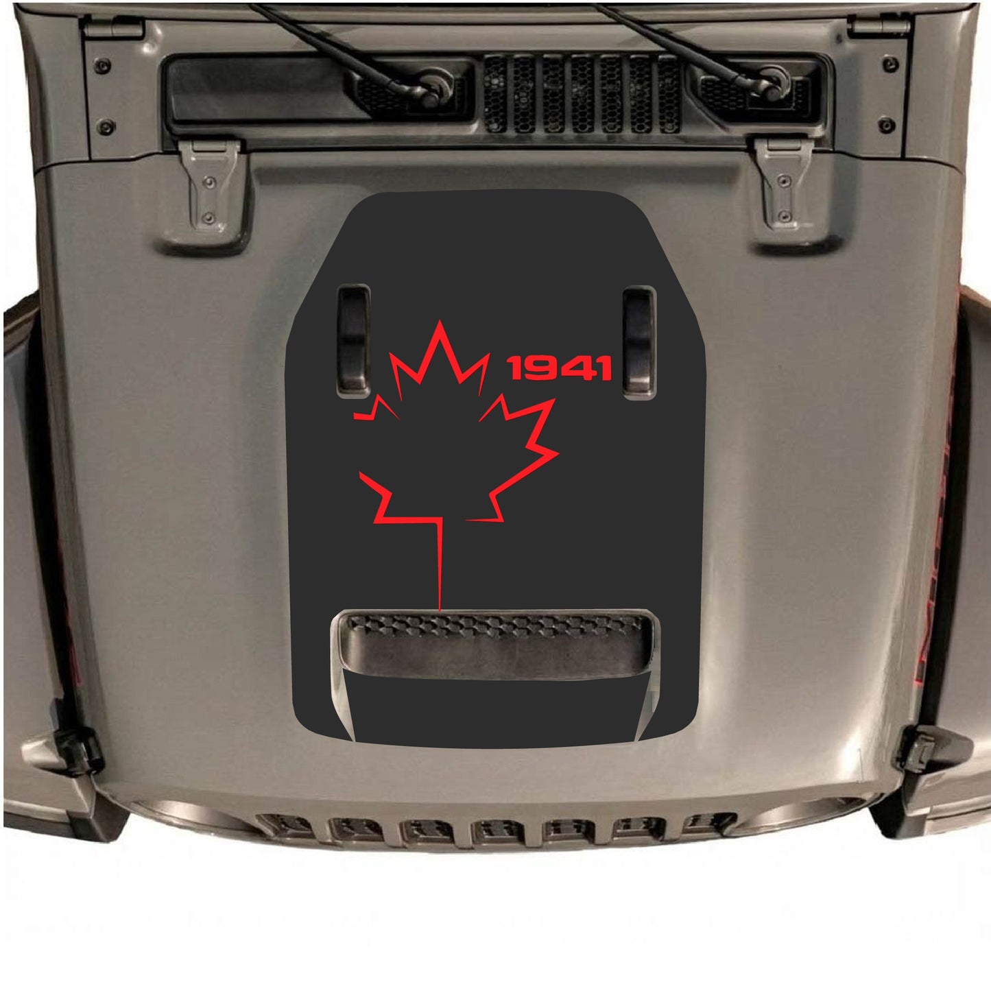Hood Panel Decal/Sticker - 1941 Canada Leaf Graphic Decal Graphic Kit - For Jeep JL JLU 392 2018 - Premium Vinyl