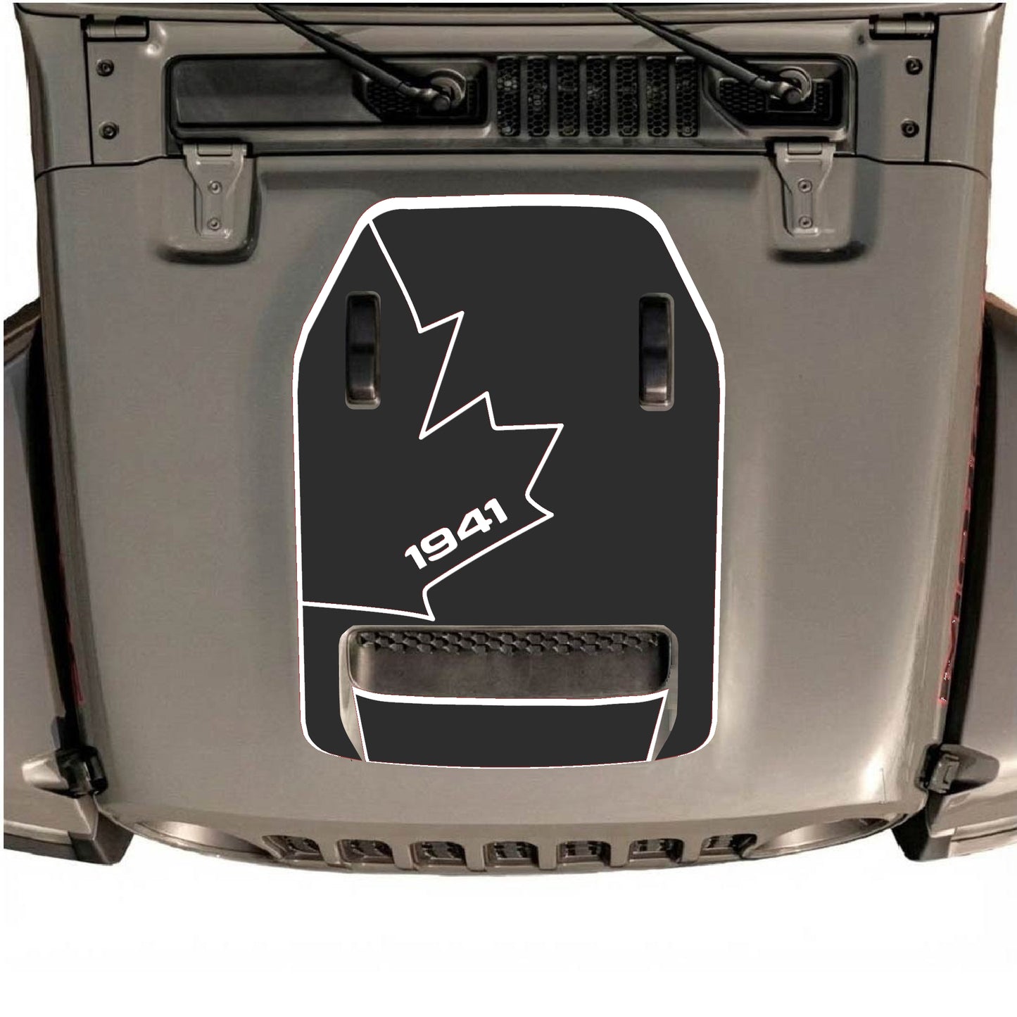 Hood Panel Decal/Sticker - 1941 Canada Full Leaf with Border Graphic Decal Graphic Kit - For Jeep JL JLU 392 2018 - Premium Vinyl