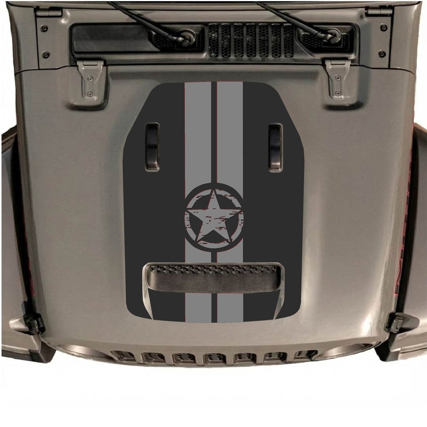 Hood Panel Decal/Sticker - Star and Stripes Graphic Decal Graphic Kit - For Jeep JL JLU 392 2018 - Premium Vinyl