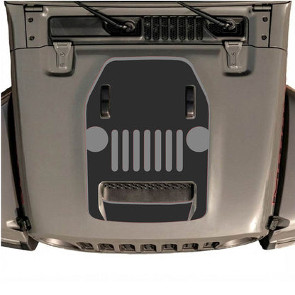 Hood Panel Decal/Sticker - Full Center Grill with Border Graphic Decal Graphic Kit - For Jeep JL JLU 392 2018 - Premium Vinyl