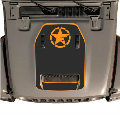 Hood Panel Decal/Sticker - Top Star with Border Graphic Decal Graphic Kit - For Jeep JL JLU 392 2018 - Premium Vinyl