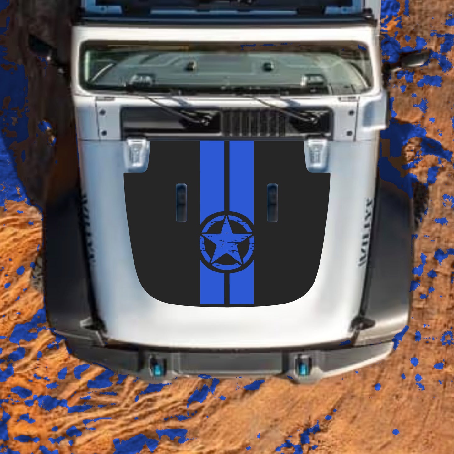 Hood Panel Decal/Sticker - Star and Stripes Graphic Decal Graphic Kit - For Jeep JL JLU Sahara 2018-2025 - Premium Vinyl