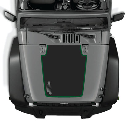 Kit de calcomanía negra premium para el capó del Jeep Wrangler JK en el lado izquierdo, de CarCode, con diseño llamativo de rejilla.