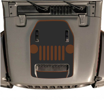 Hood Panel Decal/Sticker - Full Center Grill with Border Graphic Decal Graphic Kit - For Jeep JL JLU 392 2018 - Premium Vinyl