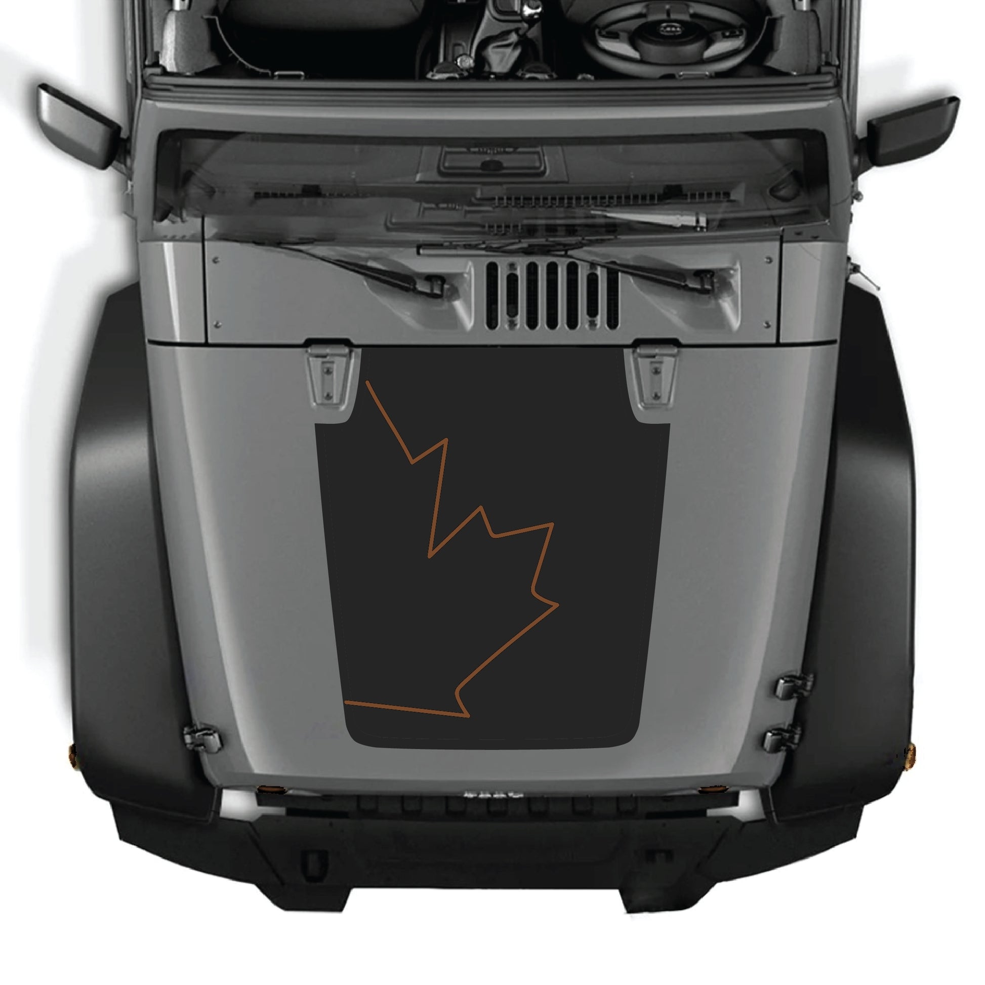 CarCode Canada full leaf hood decal graphic kit for Jeep Wrangler JK JKU 2007-2018, premium vinyl sticker with Canadian leaf design