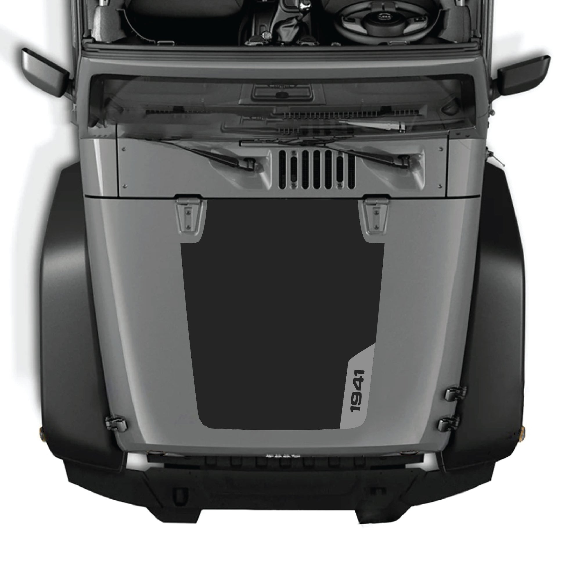 Right side hood decal graphic kit for Jeep Wrangler JK JKU 2007-2018, premium vinyl CarCode decal with 1941 design.