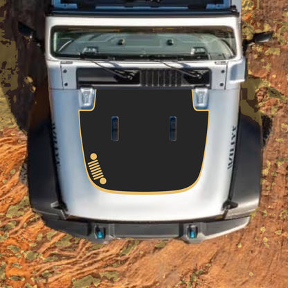 Hood Panel Decal/Sticker - Left Side Grill with Border Graphic Decal Graphic Kit - For Jeep JL JLU Sahara 2018-2025 - Premium Vinyl
