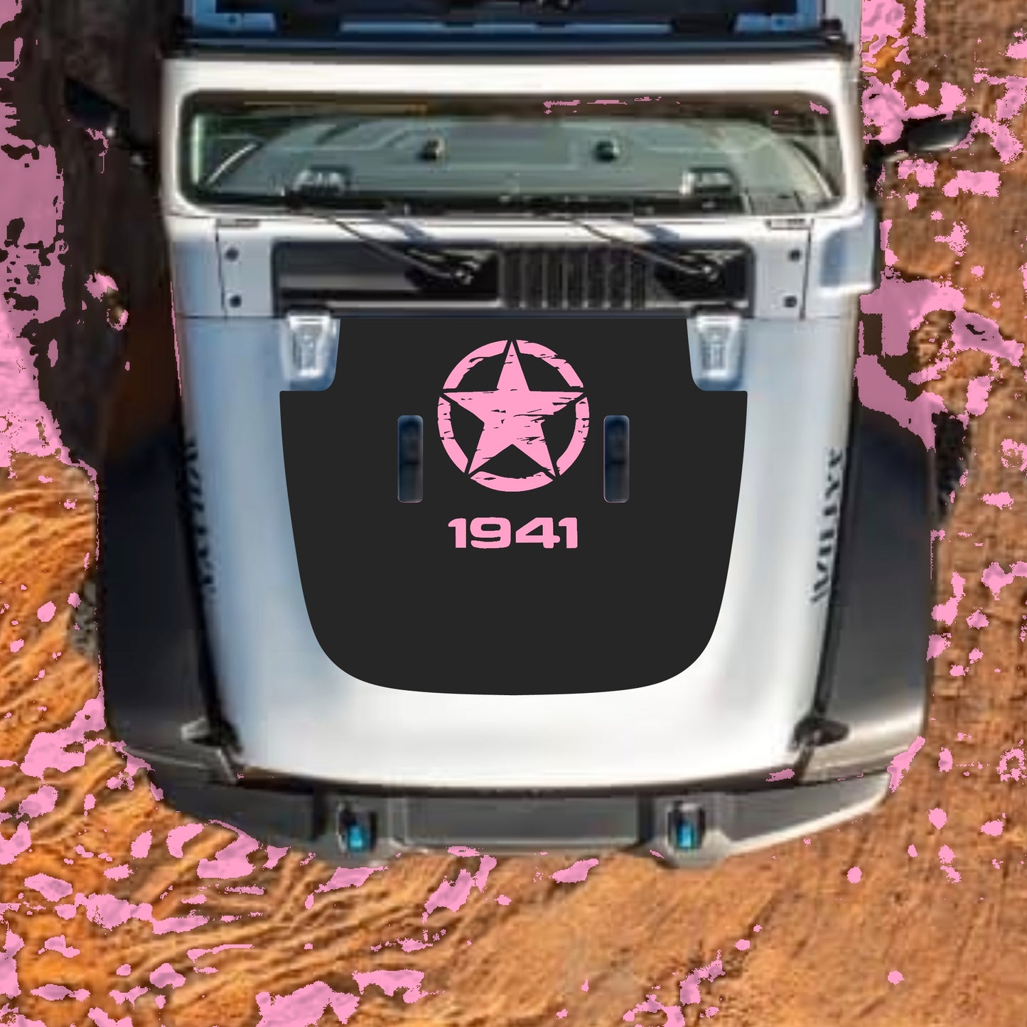 Hood Panel Decal/Sticker - Top Star 1941 Graphic Decal Graphic Kit - For Jeep JL JLU Sahara 2018-2025 - Premium Vinyl