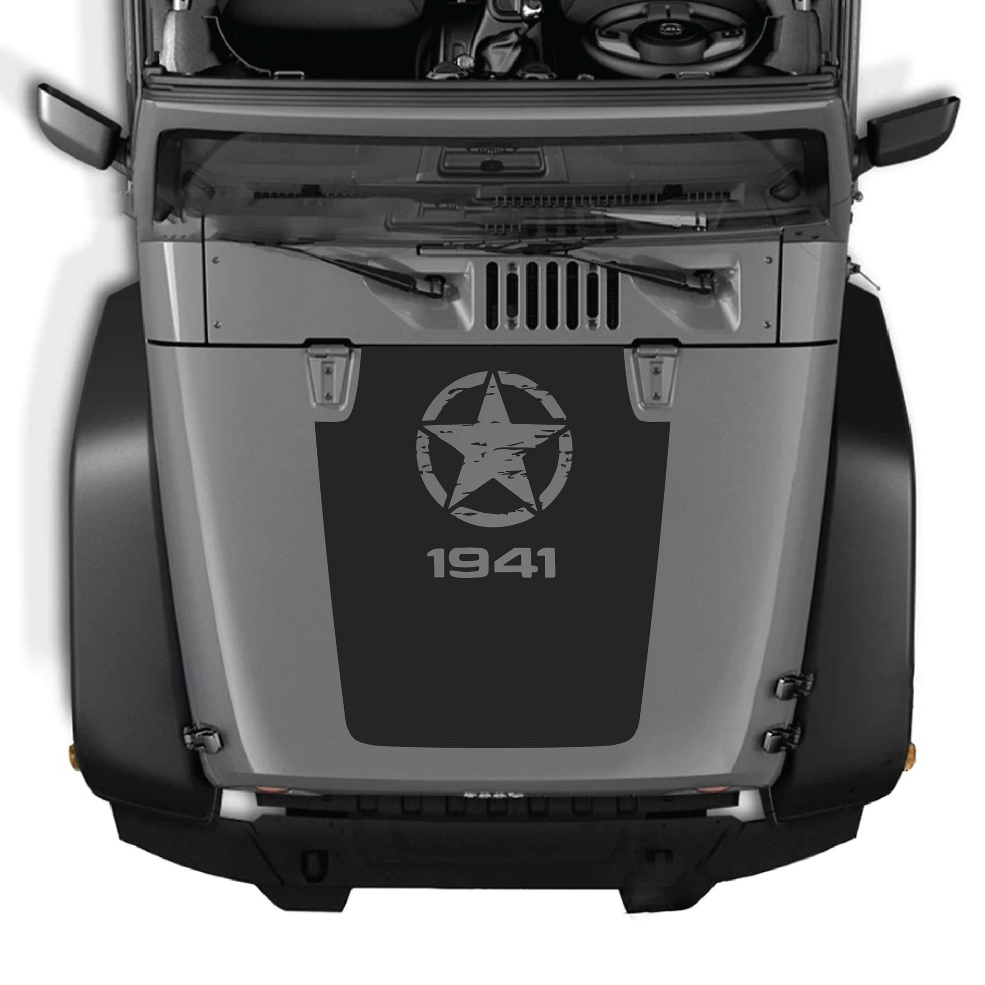 CarCode hood decal sticker for Jeep JK/JKU 2007-2018, premium vinyl decal with stylish hood design on a vehicle.