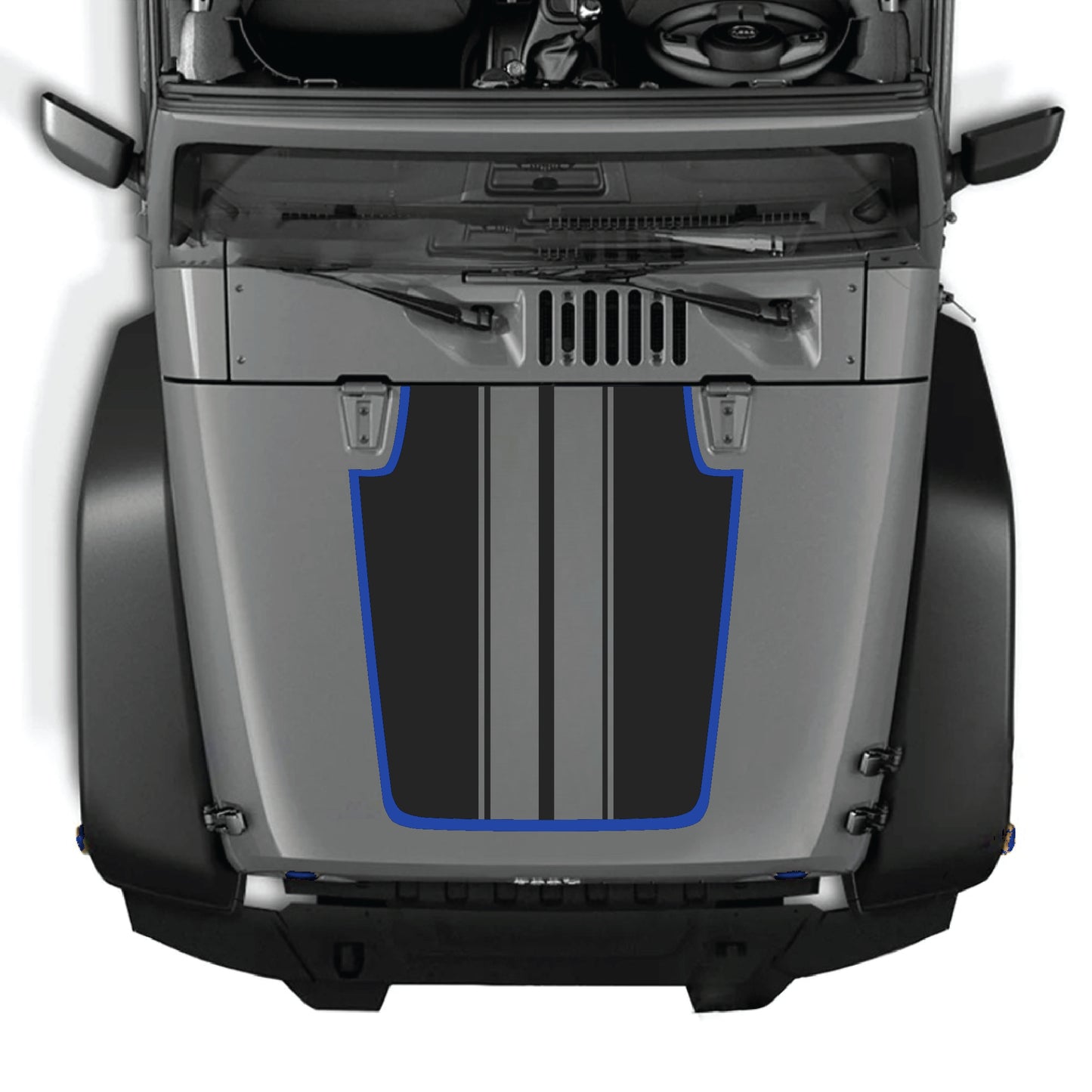 alt
Kit de calcomanía para cofre CarCode Jeep Wrangler JK con franja negra, hecho de vinilo premium para un estilo todoterreno.