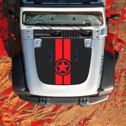Hood Panel Decal/Sticker - Star and Stripes Graphic Decal Graphic Kit - For Jeep JL JLU Sahara 2018-2025 - Premium Vinyl