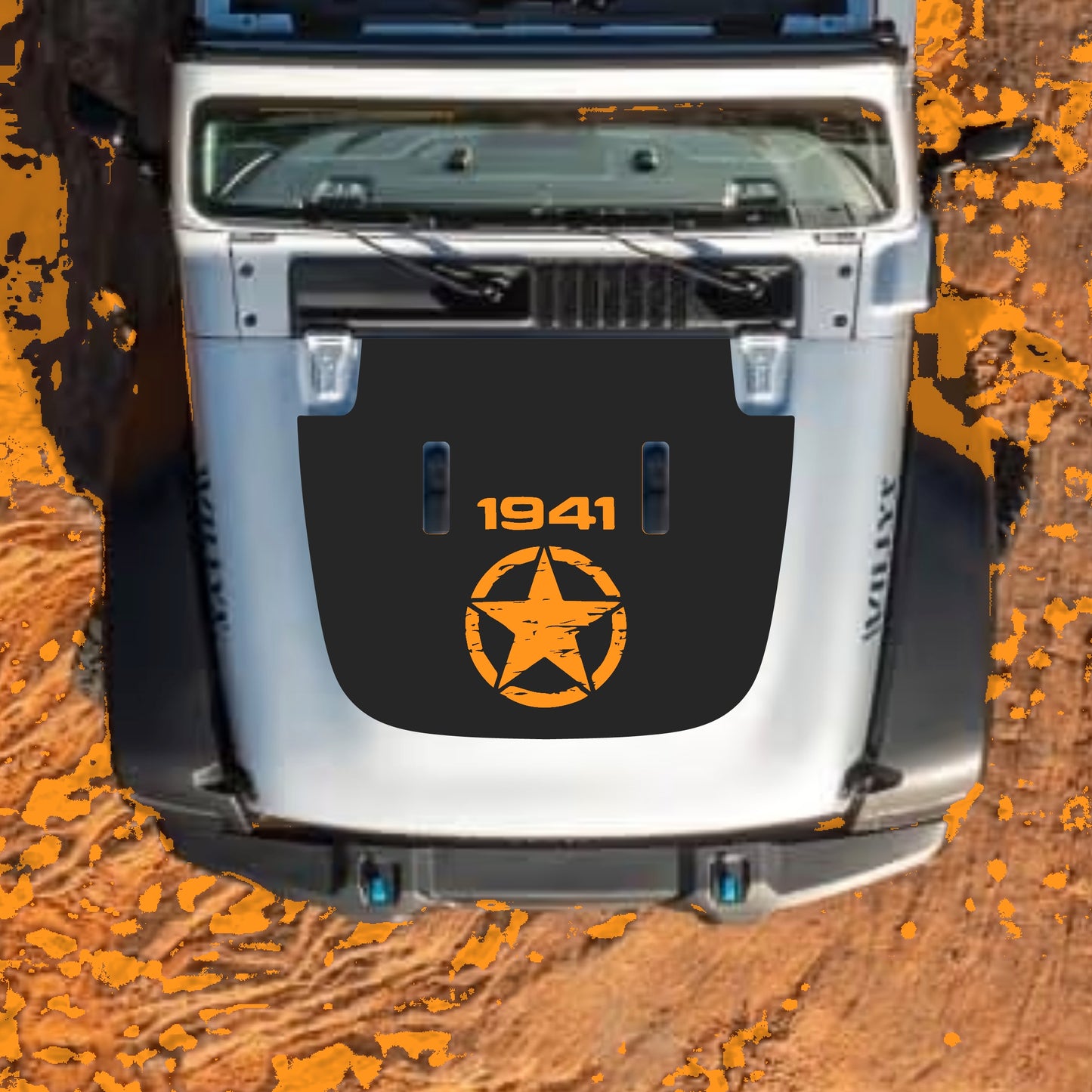 Hood Panel Decal/Sticker - Full Star 1941 Graphic Decal Graphic Kit - For Jeep JL JLU Sahara 2018-2025 - Premium Vinyl