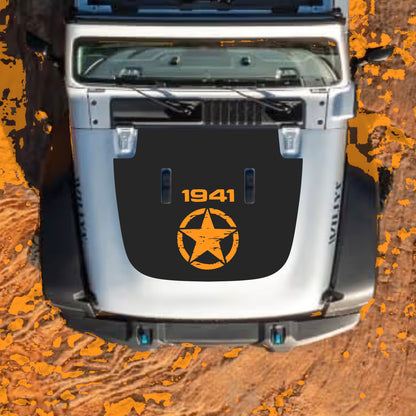 Hood Panel Decal/Sticker - Full Star 1941 Graphic Decal Graphic Kit - For Jeep JL JLU Sahara 2018-2025 - Premium Vinyl