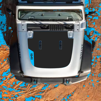 Hood Panel Decal/Sticker - Left Side 1941 Graphic Decal Graphic Kit - For Jeep JL JLU Sahara 2018-2025 - Premium Vinyl