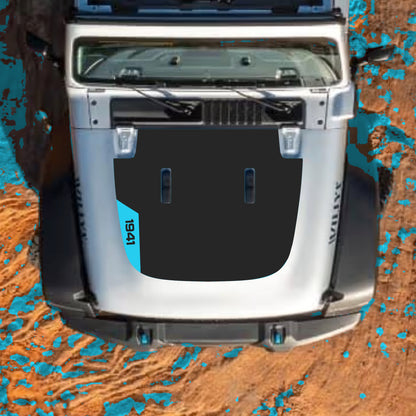 Hood Panel Decal/Sticker - Left Side 1941 Graphic Decal Graphic Kit - For Jeep JL JLU Sahara 2018-2025 - Premium Vinyl