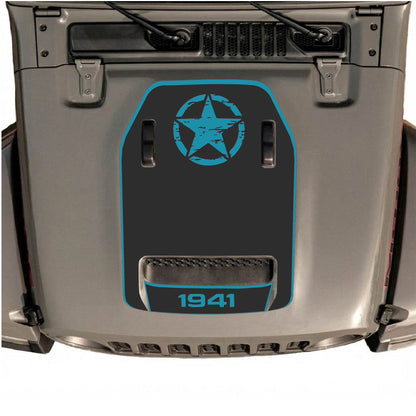 Hood Panel Decal/Sticker - Top Star 1941 with Border Graphic Decal Graphic Kit - For Jeep JL JLU 392 2018 - Premium Vinyl