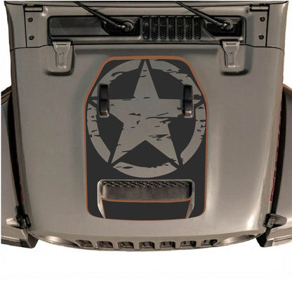 Hood Panel Decal/Sticker - Full Star with Border Graphic Decal Graphic Kit - For Jeep JL JLU 392 2018 - Premium Vinyl