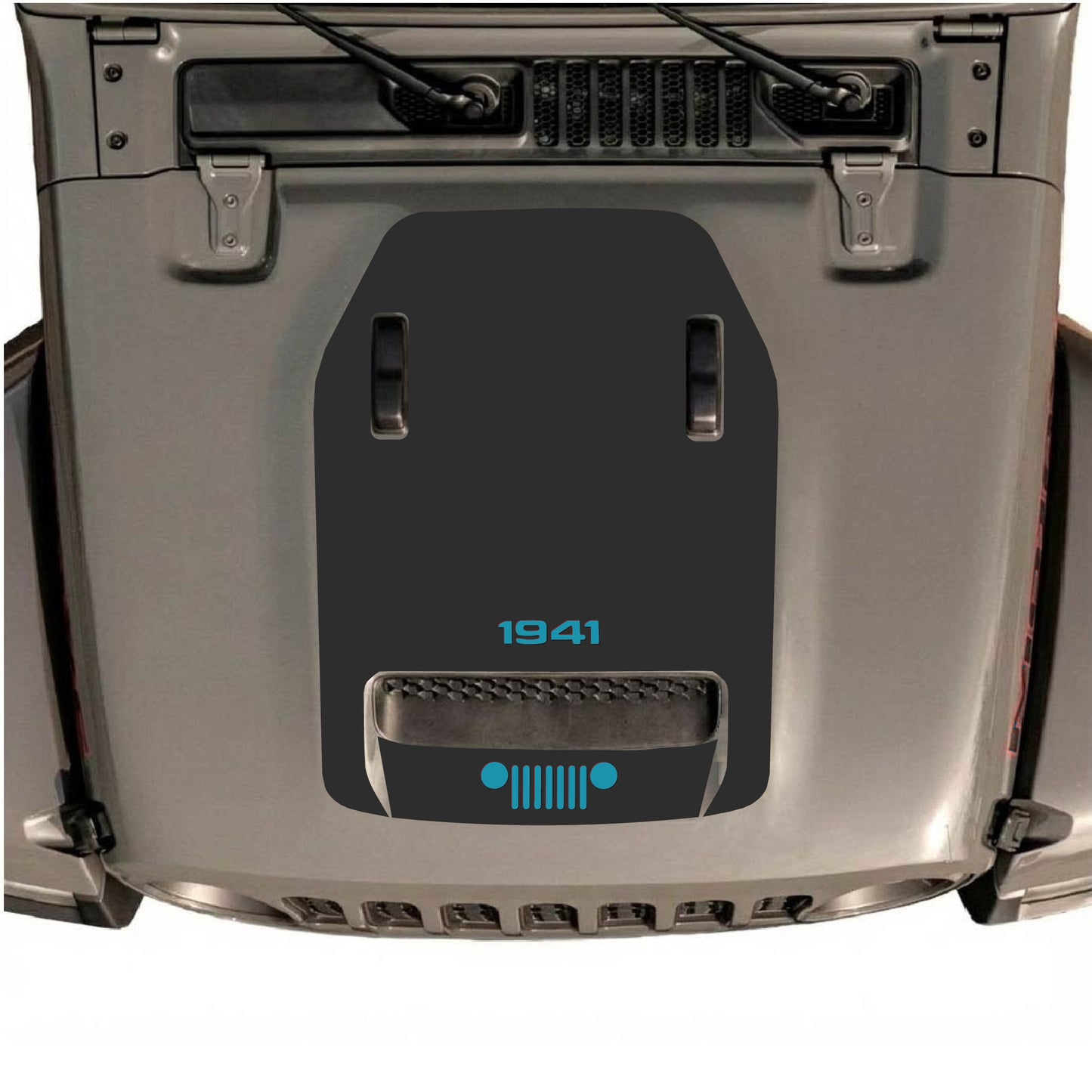 Hood Panel Decal/Sticker - 1941 Bottom Grill Graphic Decal Graphic Kit - For Jeep JL JLU 392 2018 - Premium Vinyl